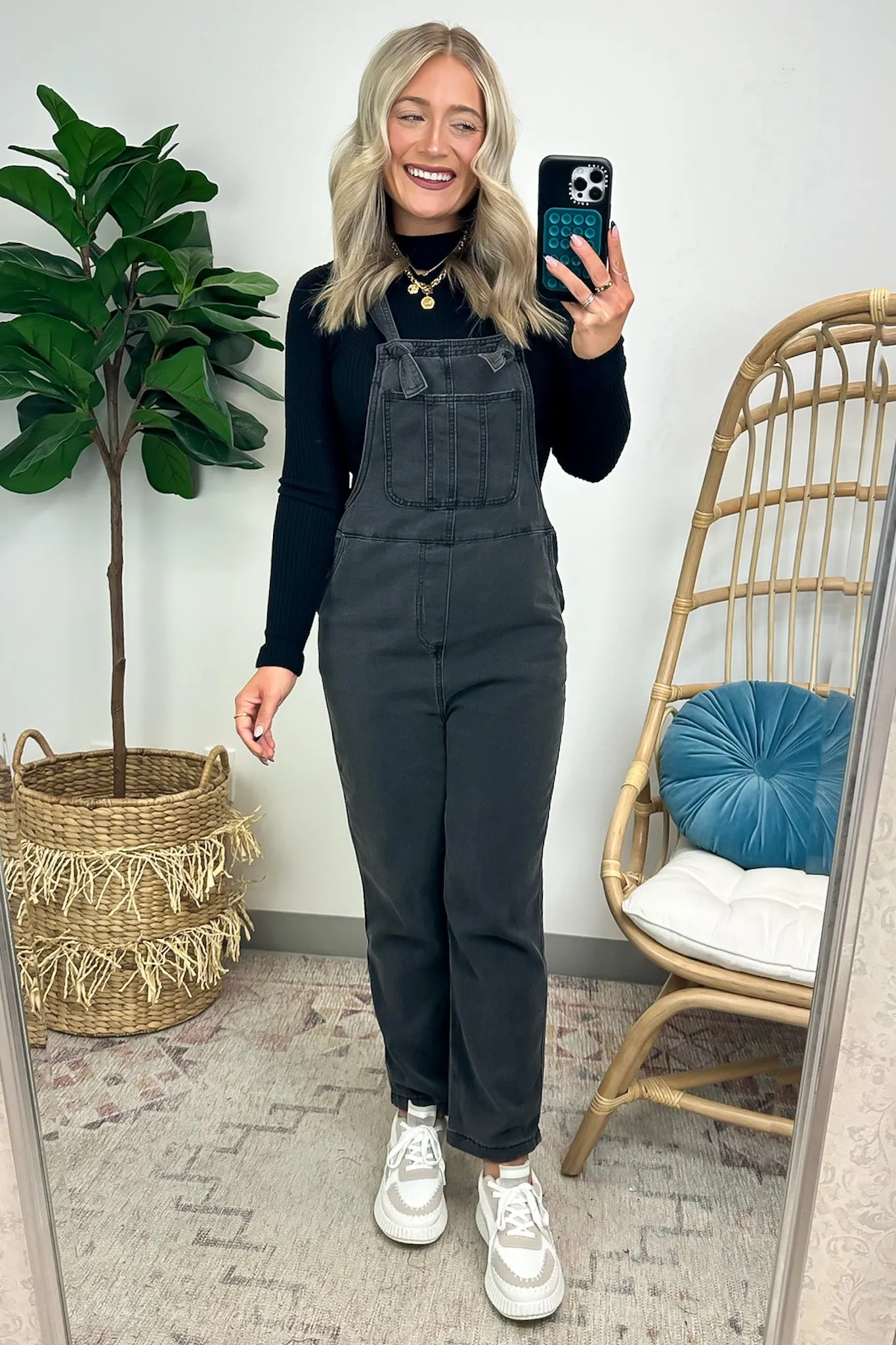 Kirsty Mineral Washed Knot Strap Overalls - FINAL SALE