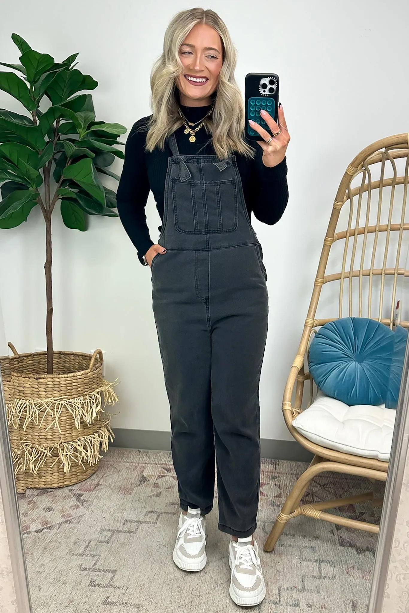 Kirsty Mineral Washed Knot Strap Overalls - FINAL SALE