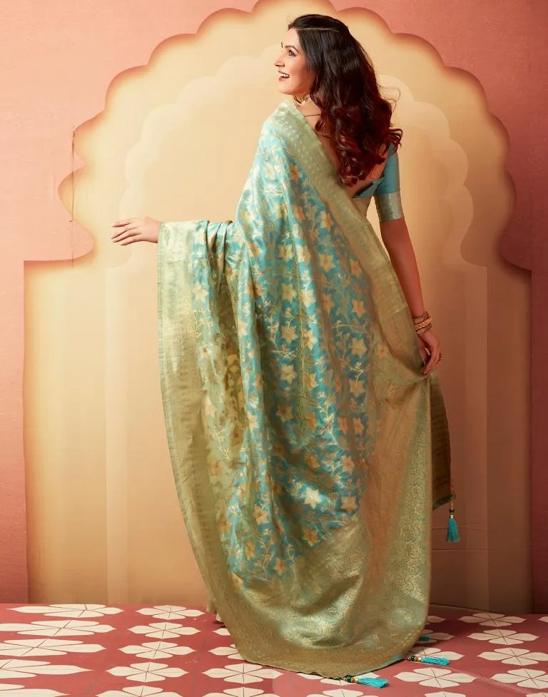 Light Blue Silk Woven Sarees