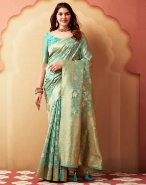 Light Blue Silk Woven Sarees