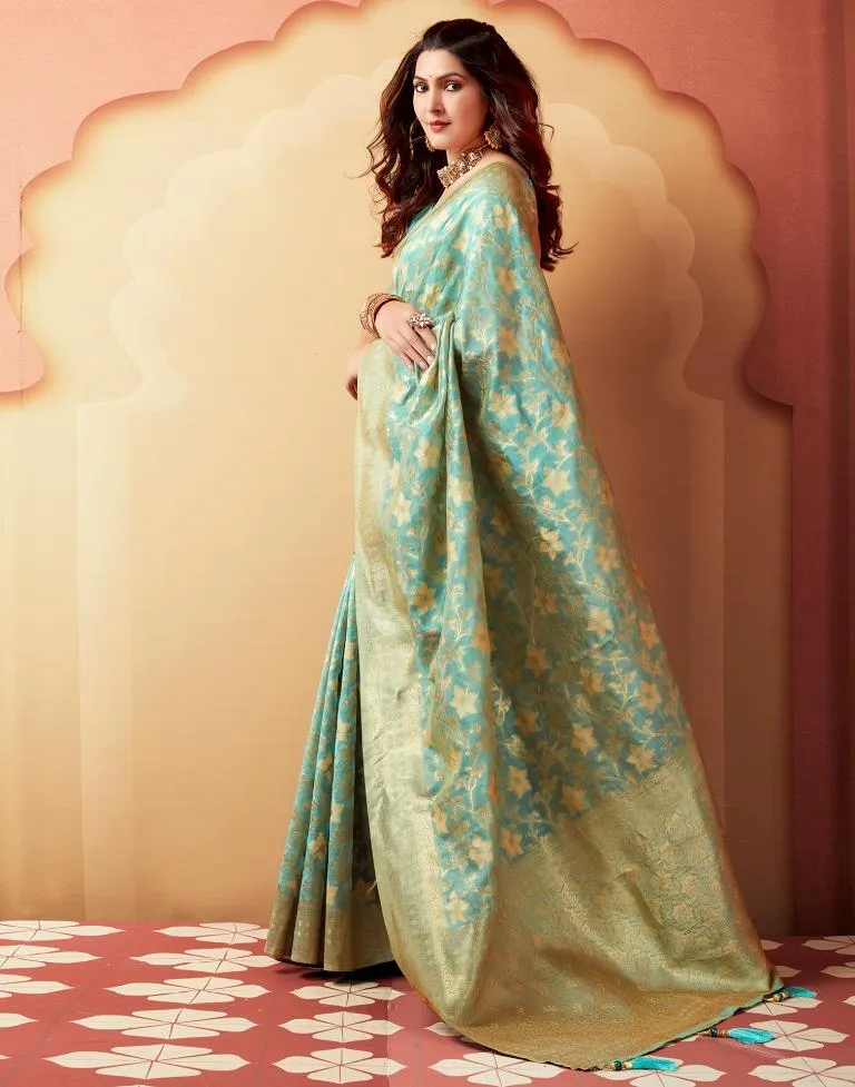 Light Blue Silk Woven Sarees