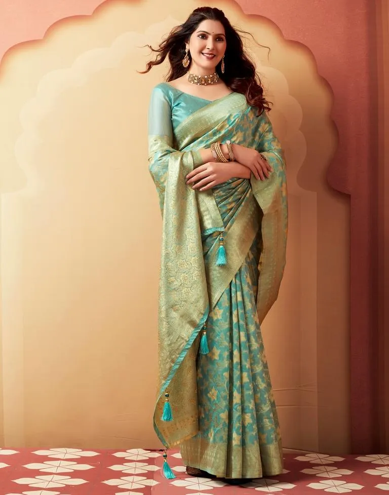 Light Blue Silk Woven Sarees