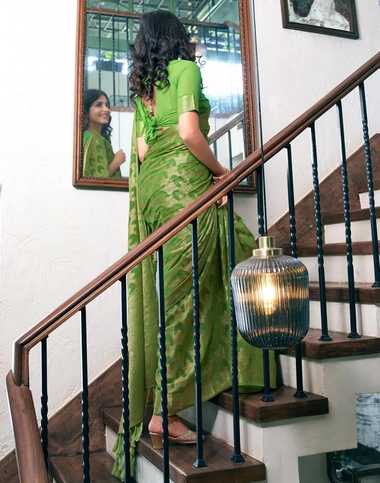 Light Green Silk Plain Sarees