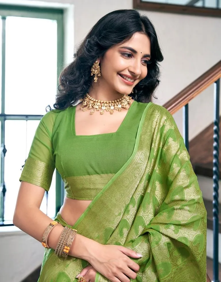 Light Green Silk Plain Sarees