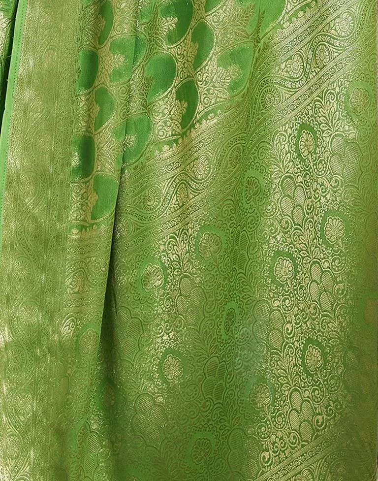 Light Green Silk Plain Sarees