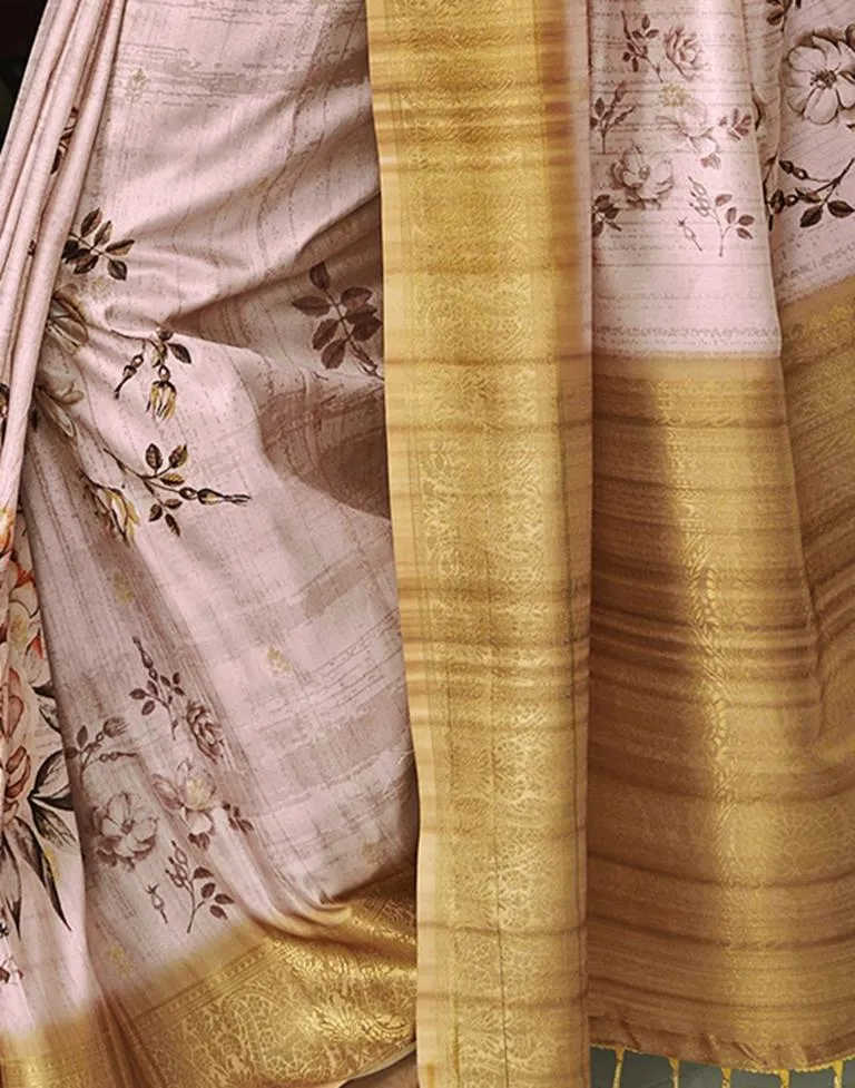 Light Peach Silk Woven Sarees