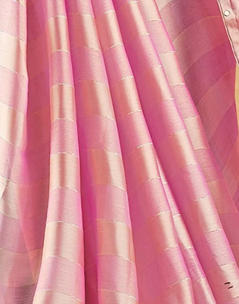 Light Pink Chiffon Plain Sarees