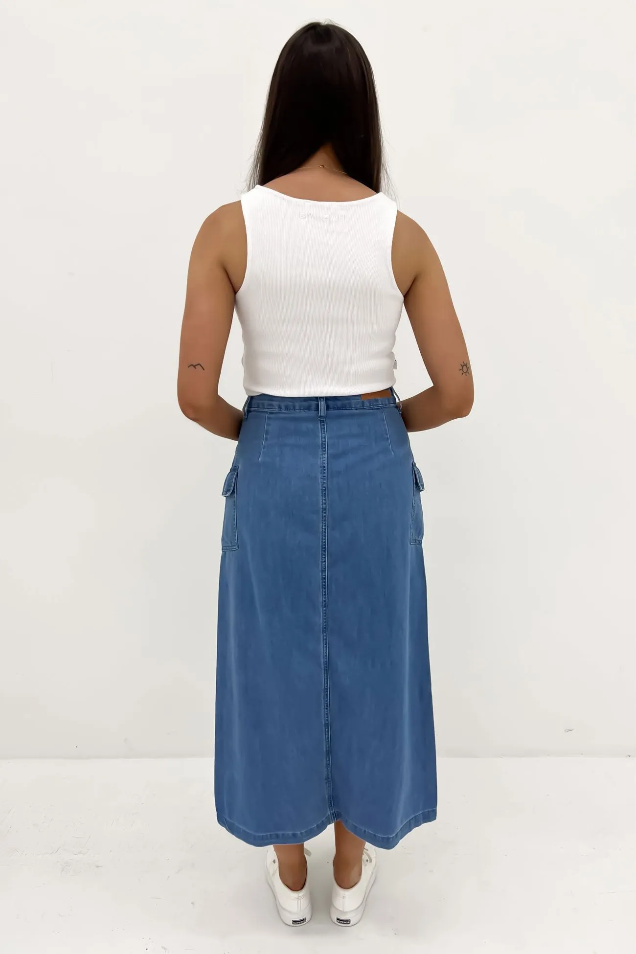 Loren Cargo Midi Skirt Mid Blue