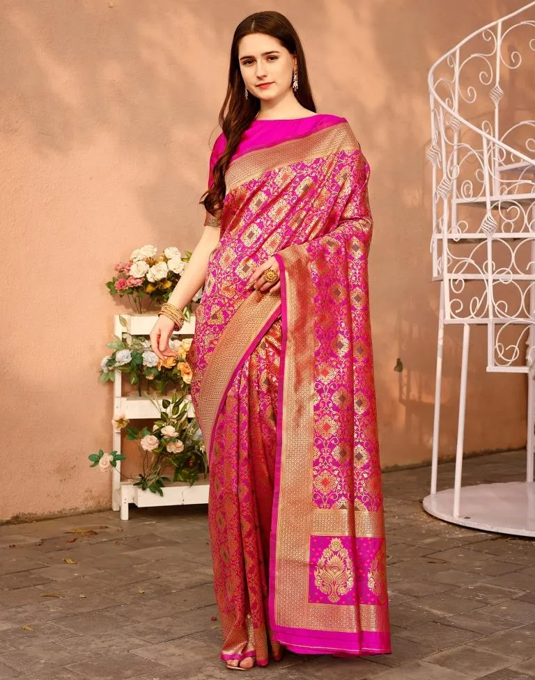 Magenta Silk Plain Sarees