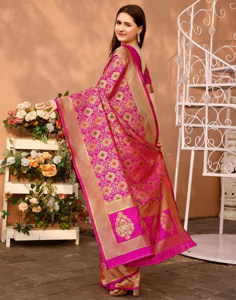 Magenta Silk Plain Sarees