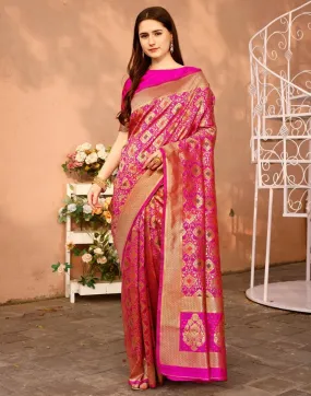 Magenta Silk Plain Sarees