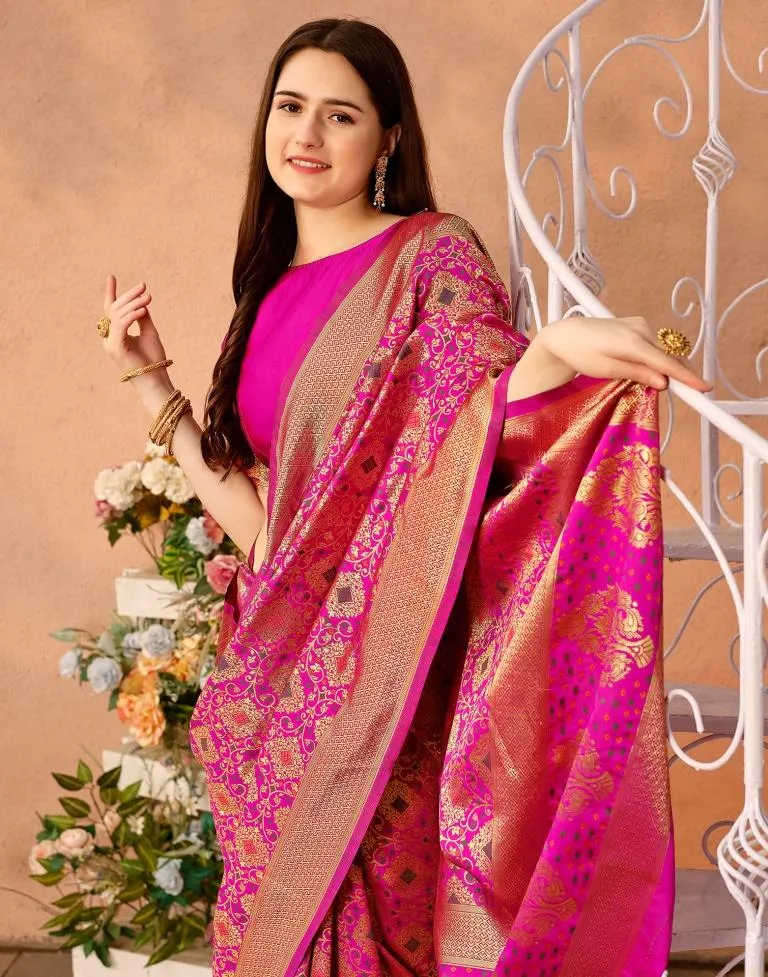 Magenta Silk Plain Sarees