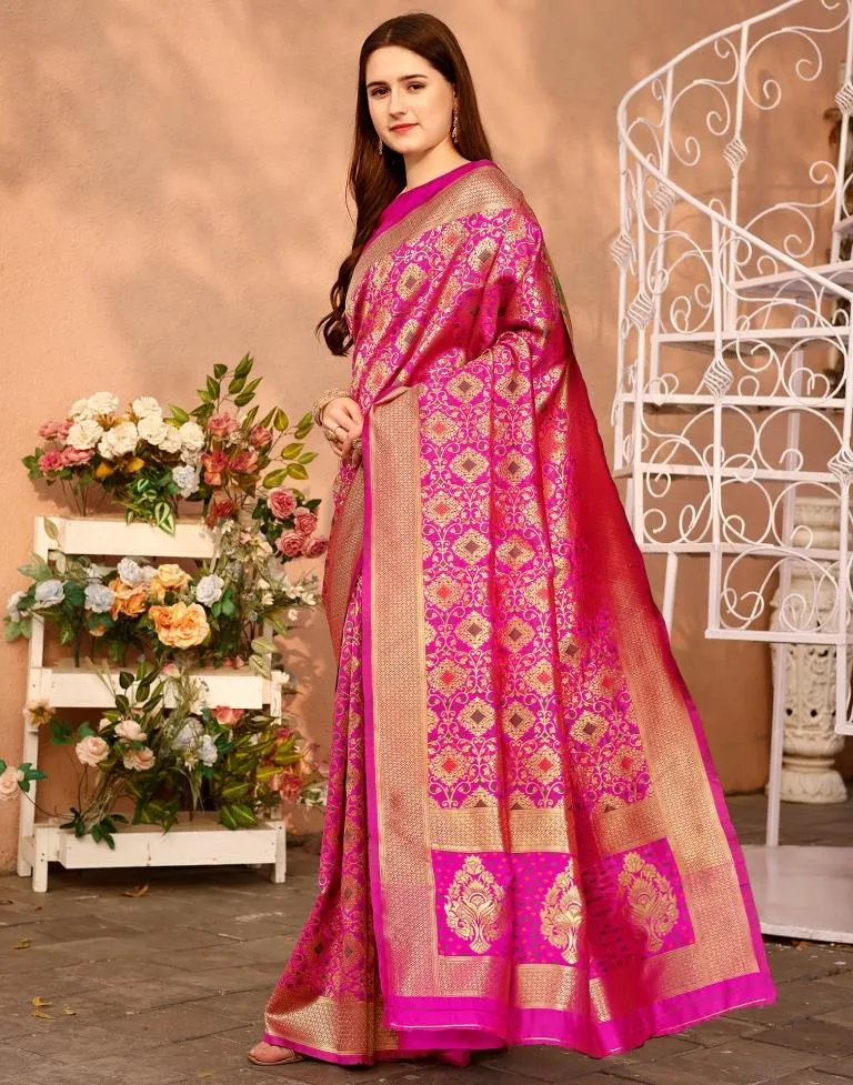 Magenta Silk Plain Sarees