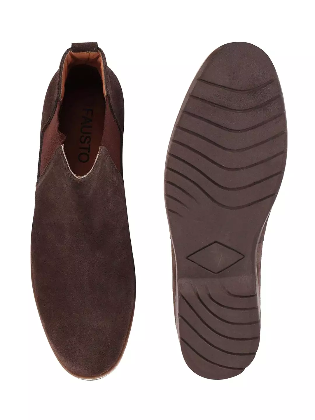 Men Brown Casual Suede Slip-On Boots