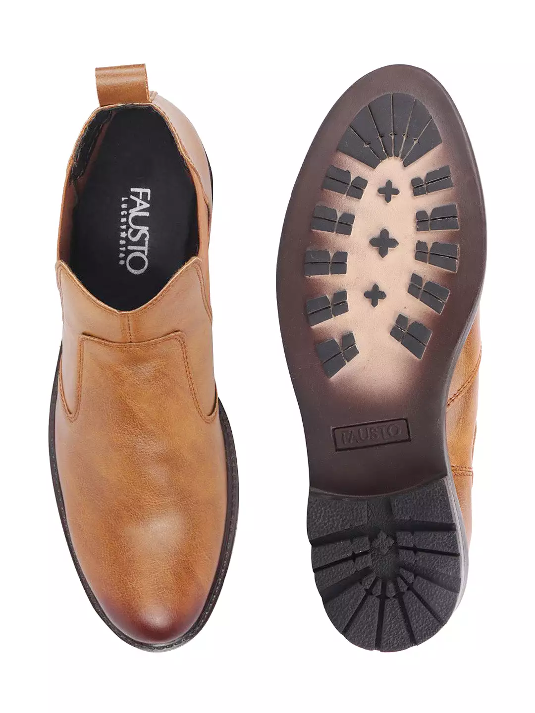 Men Tan Chelsea Slip On Boots