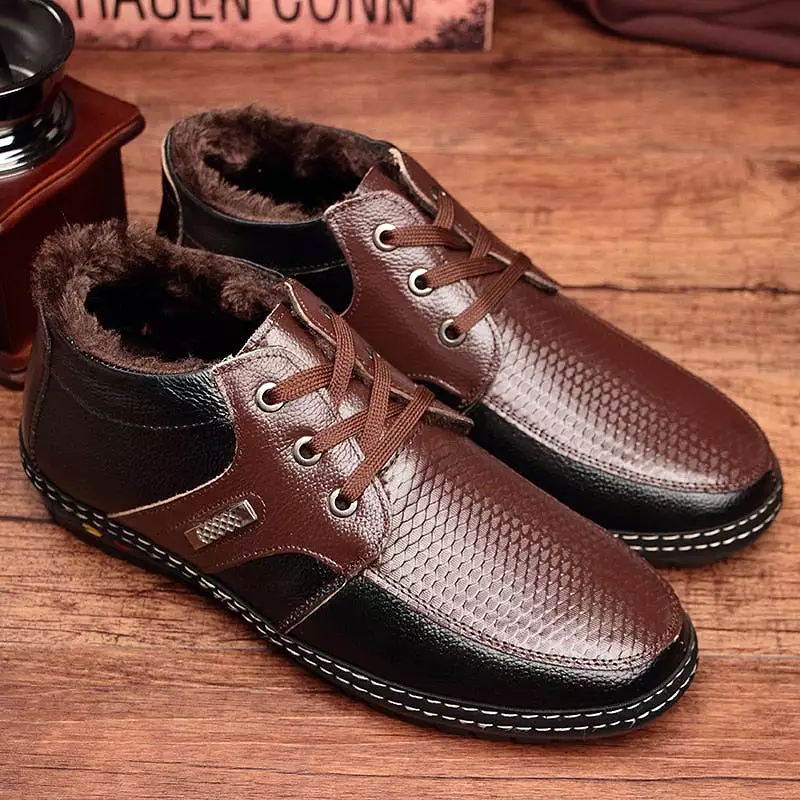 Men's Outdoor Winter Plush Leather Shoes