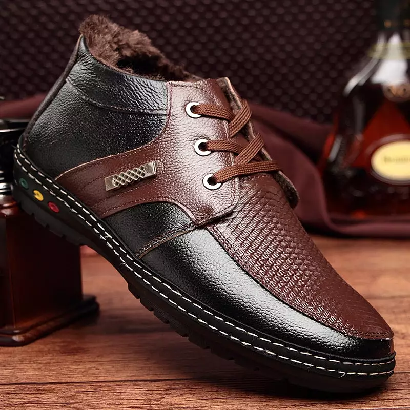 Men's Outdoor Winter Plush Leather Shoes