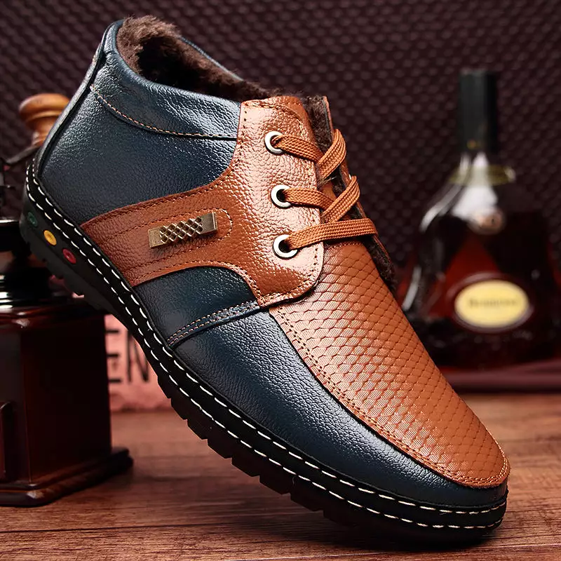 Men's Outdoor Winter Plush Leather Shoes