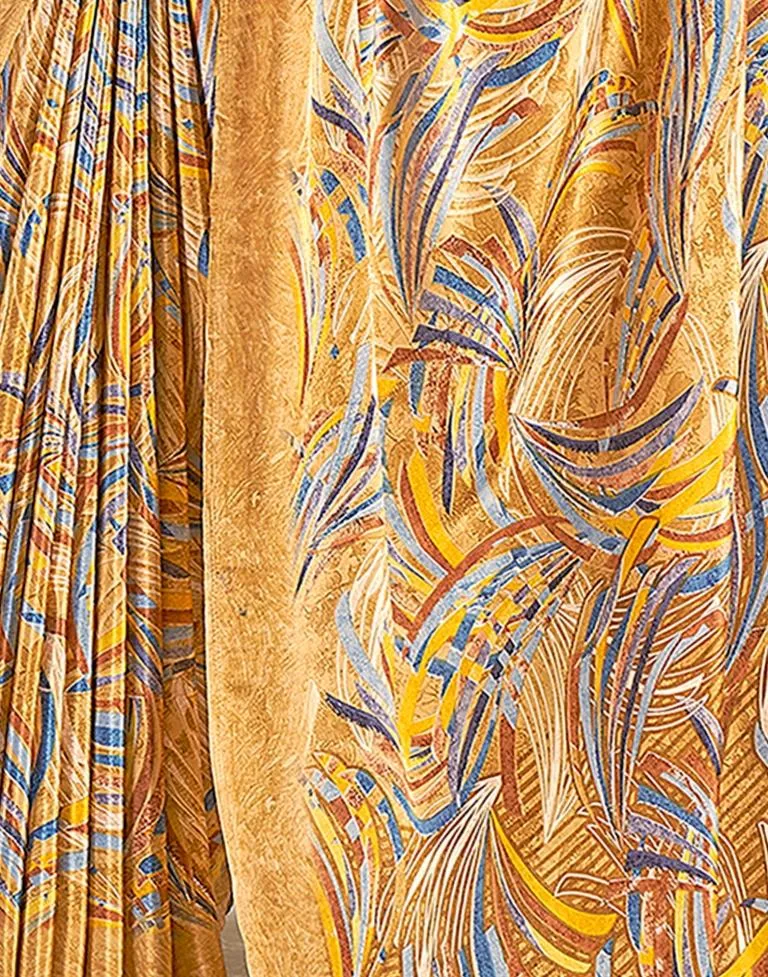 Mustard Silk Printed Sarees