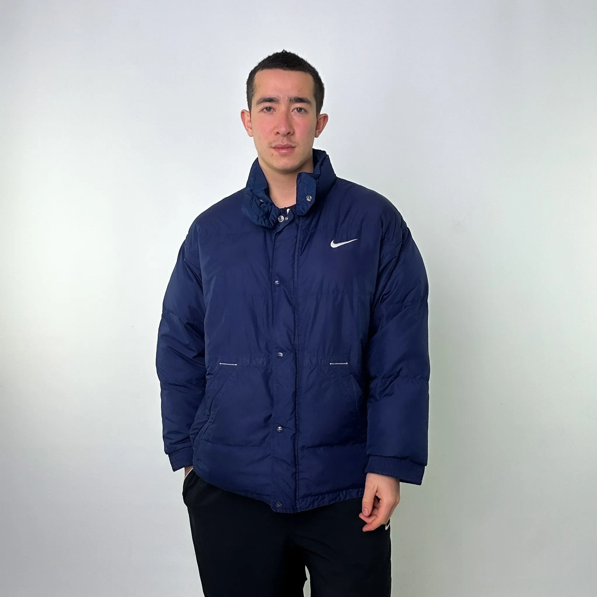 Navy Blue 90s NIKE Puffer Jacket Coat (XL)