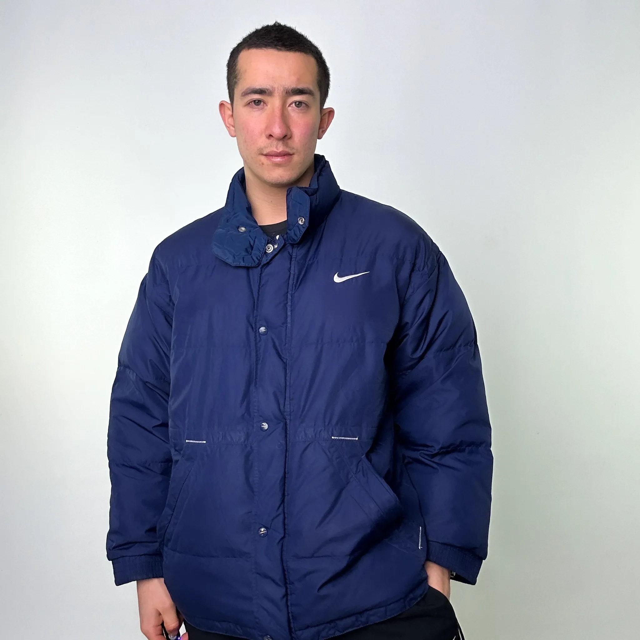 Navy Blue 90s NIKE Puffer Jacket Coat (XL)