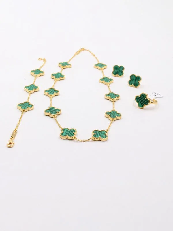 New Design Plant Four Leaf Flower Creative Necklace Set For Women X3678029