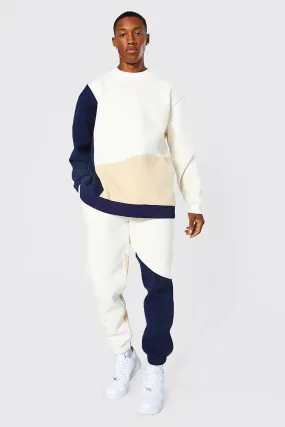 Oversized Man Colour Block Sweater Tracksuit