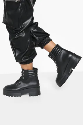 Padded Cuff Chunky Combat Boots