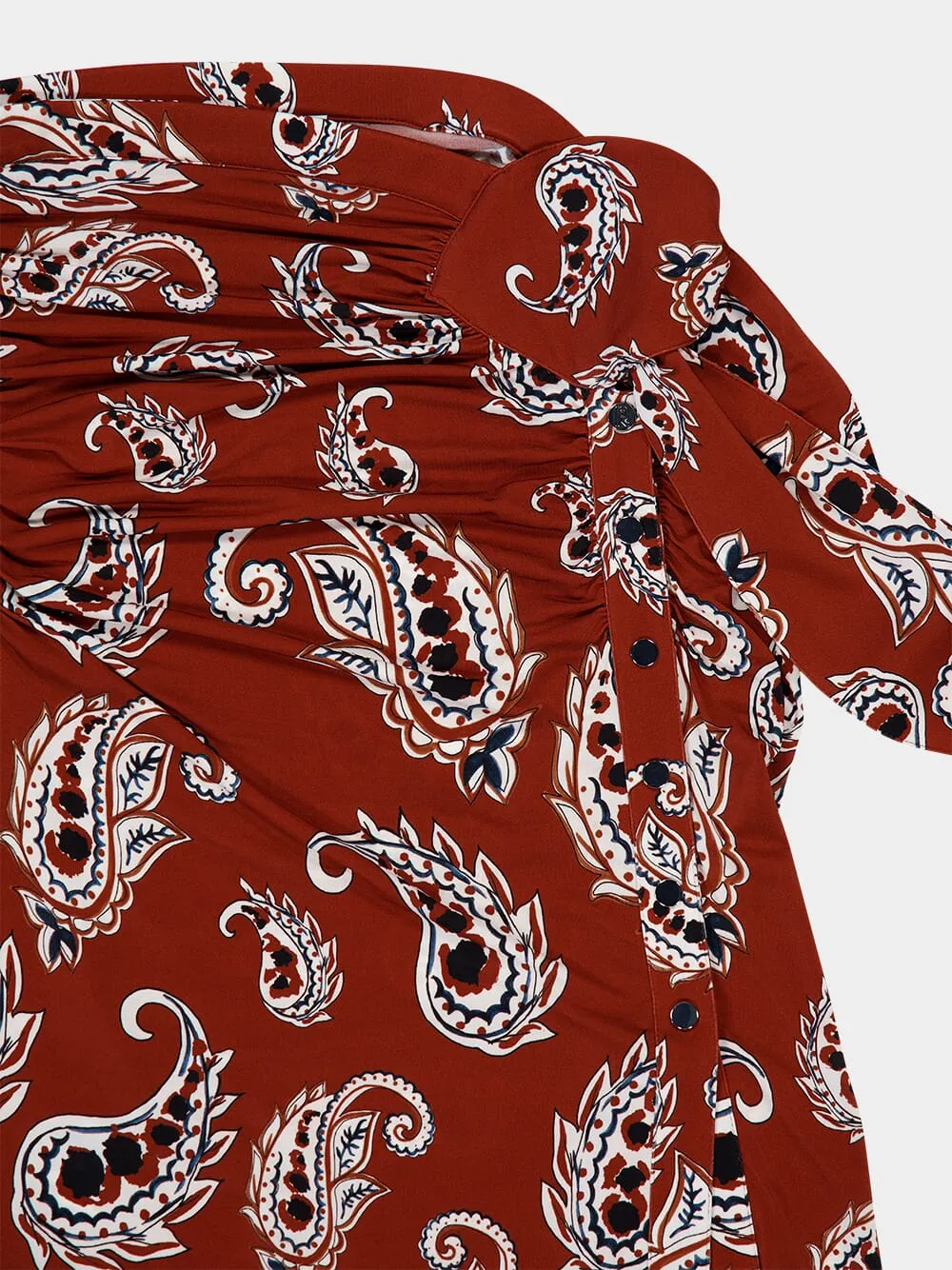 Paisley-Print Long Split Skirt