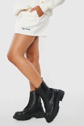 Panel Detail Combat Boots