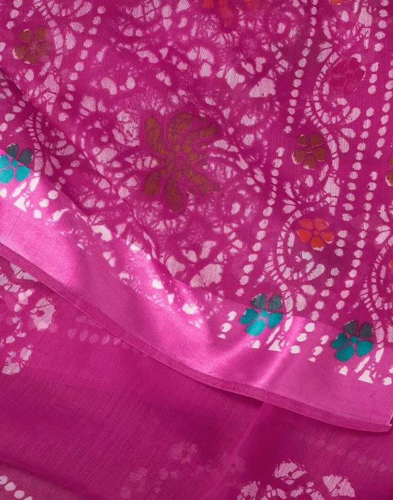 Pink Cotton Printed Sarees