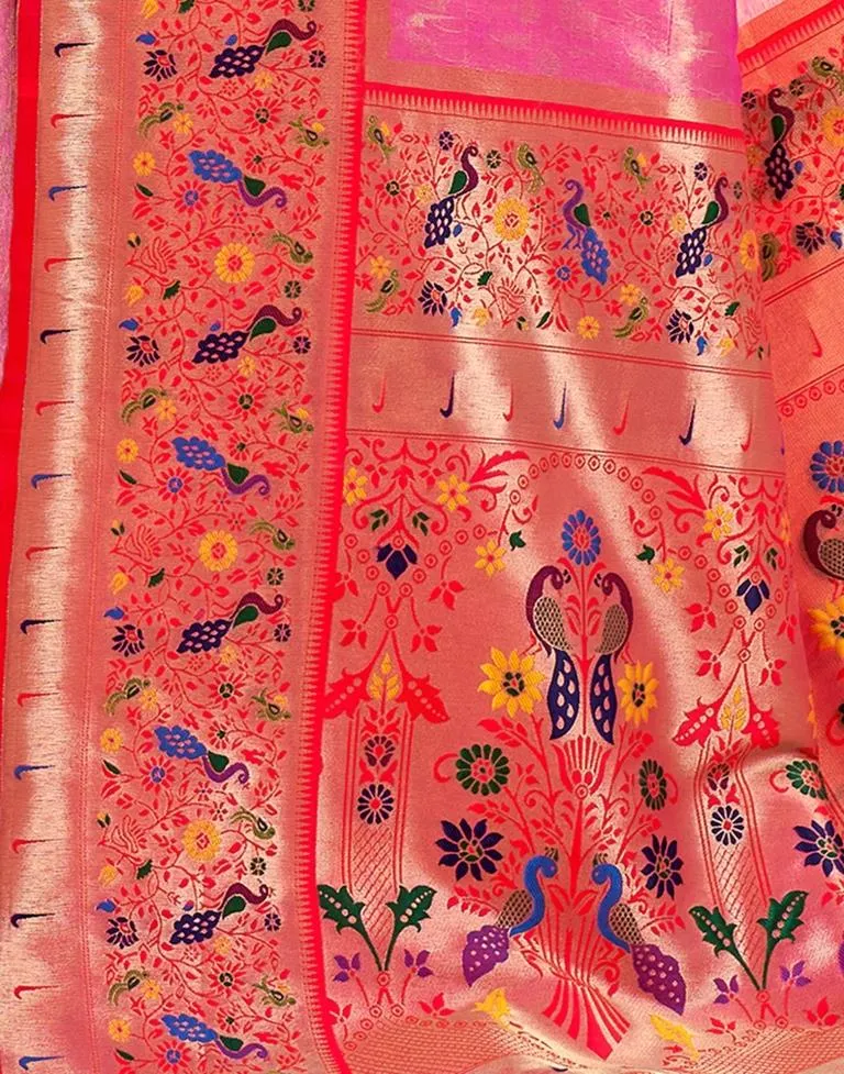 Pink Silk Woven Sarees