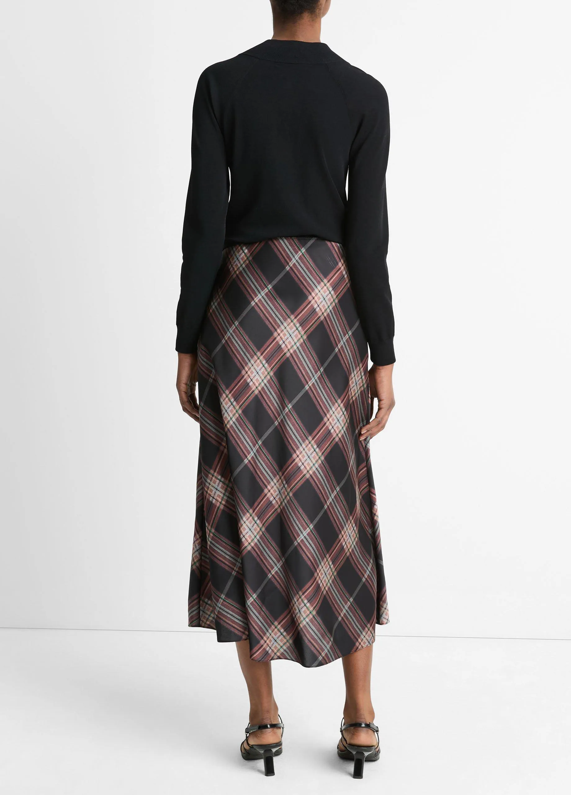 Plaid Satin Slip Skirt