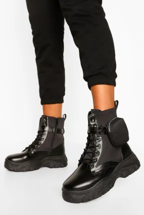 Pouch Detail Chunky Combat Boots