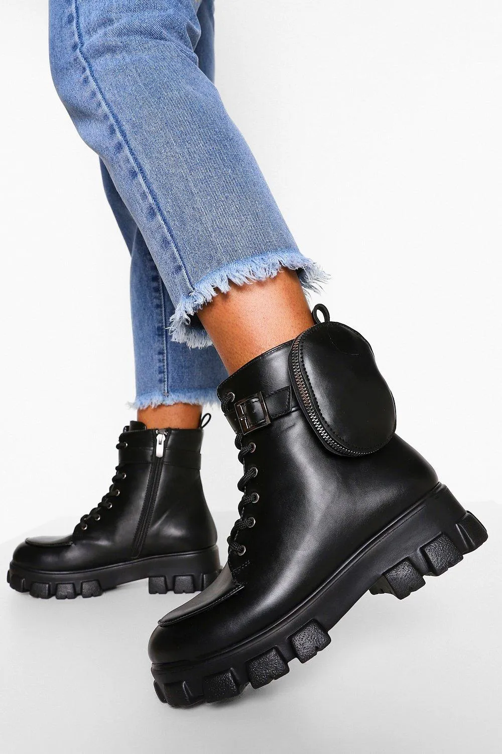 Pouch Detail Combat Boots