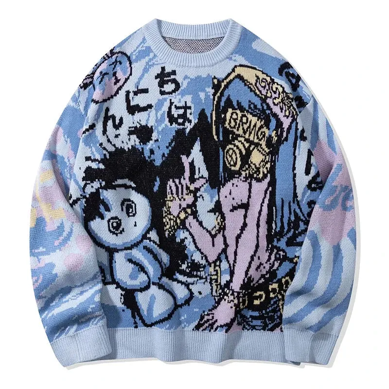 Psy Teddy Knitted Graphic Sweater