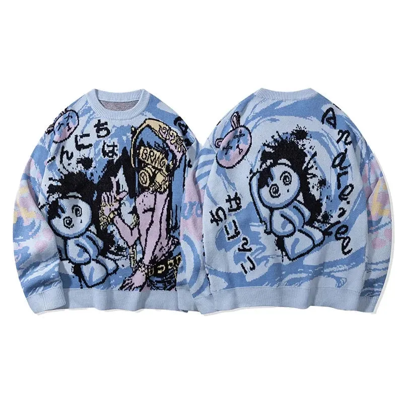 Psy Teddy Knitted Graphic Sweater