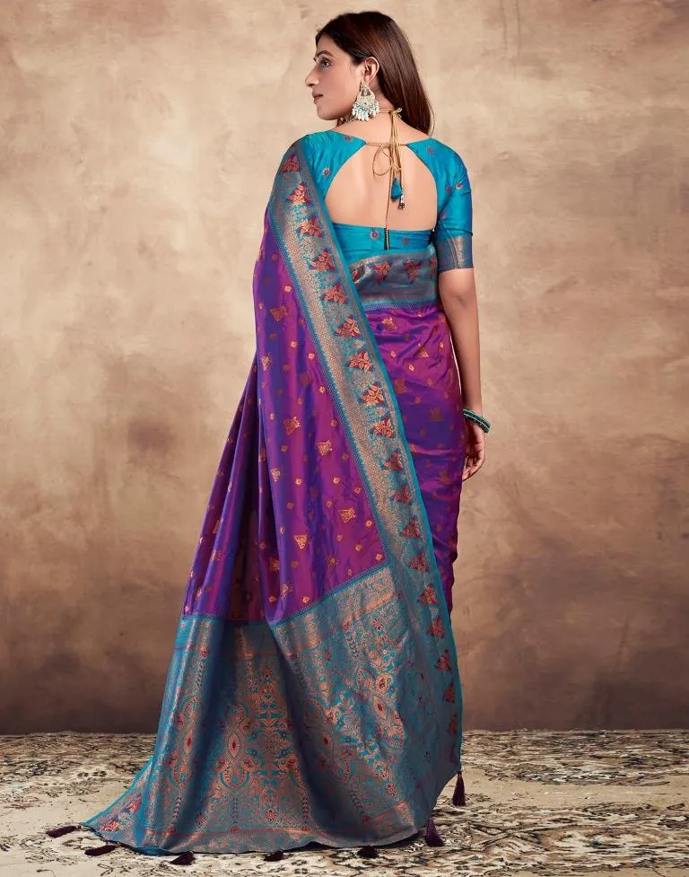 Purple Silk Plain Sarees