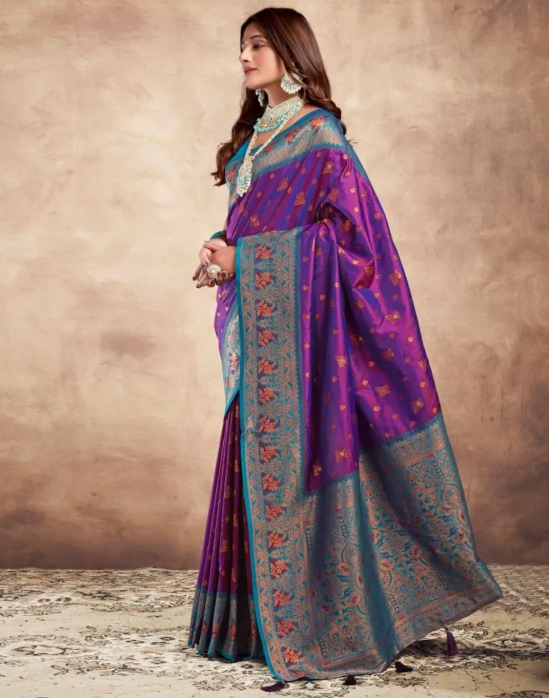 Purple Silk Plain Sarees