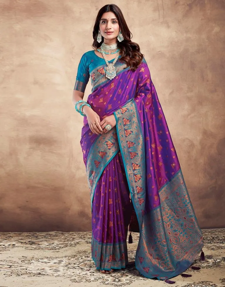 Purple Silk Plain Sarees