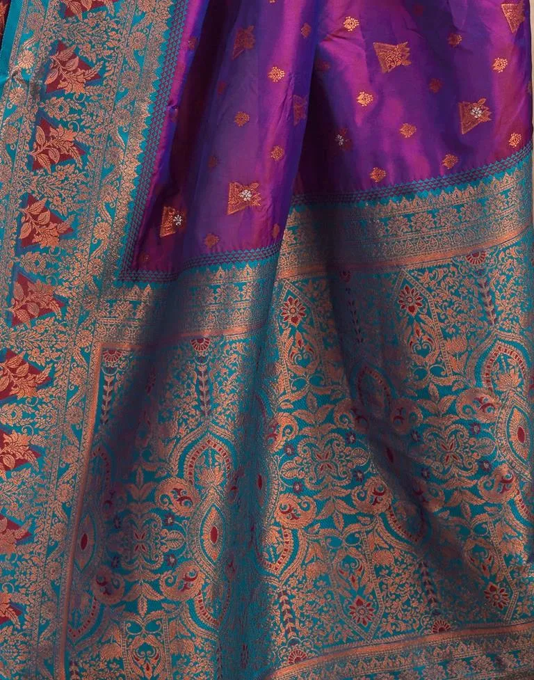 Purple Silk Plain Sarees