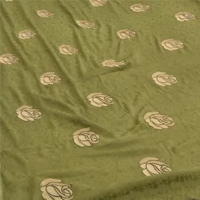 Sanskriti Vintage Green Sarees Pure Silk Embroidered Woven Premium Sari Fabric