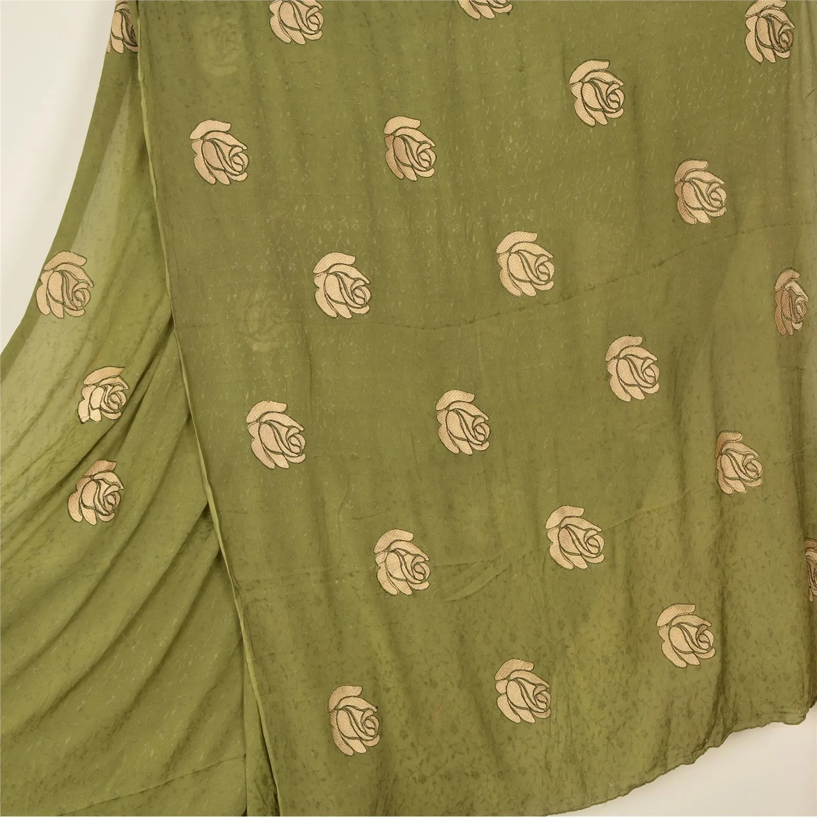 Sanskriti Vintage Green Sarees Pure Silk Embroidered Woven Premium Sari Fabric