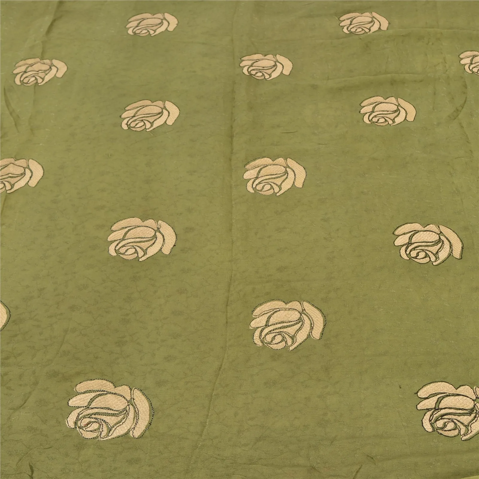 Sanskriti Vintage Green Sarees Pure Silk Embroidered Woven Premium Sari Fabric