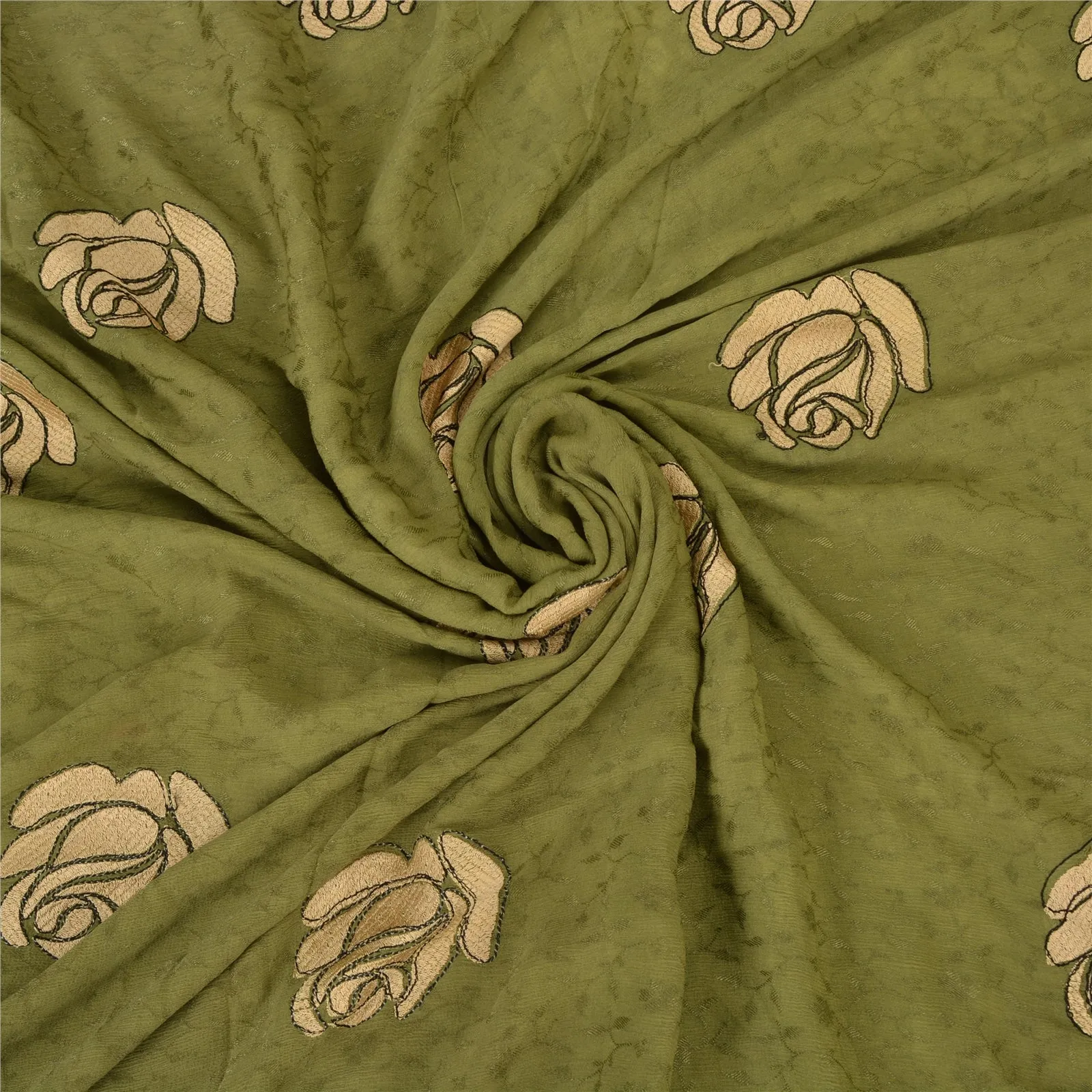 Sanskriti Vintage Green Sarees Pure Silk Embroidered Woven Premium Sari Fabric