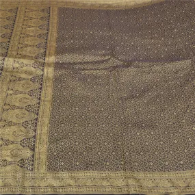 Sanskriti Vintage Grey Indian Sarees Pure Satin Silk Woven Premium Sari Fabric