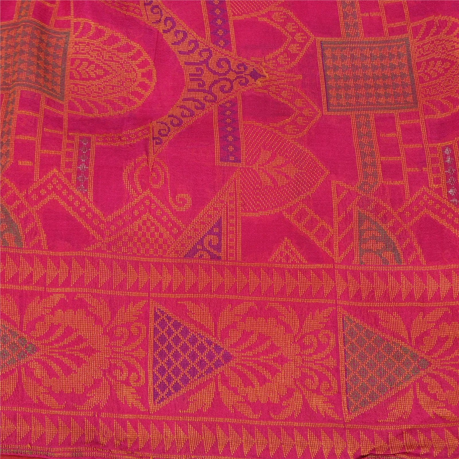 Sanskriti Vintage Pink Sarees 100% Pure Silk Woven Premium Sari Craft Fabric