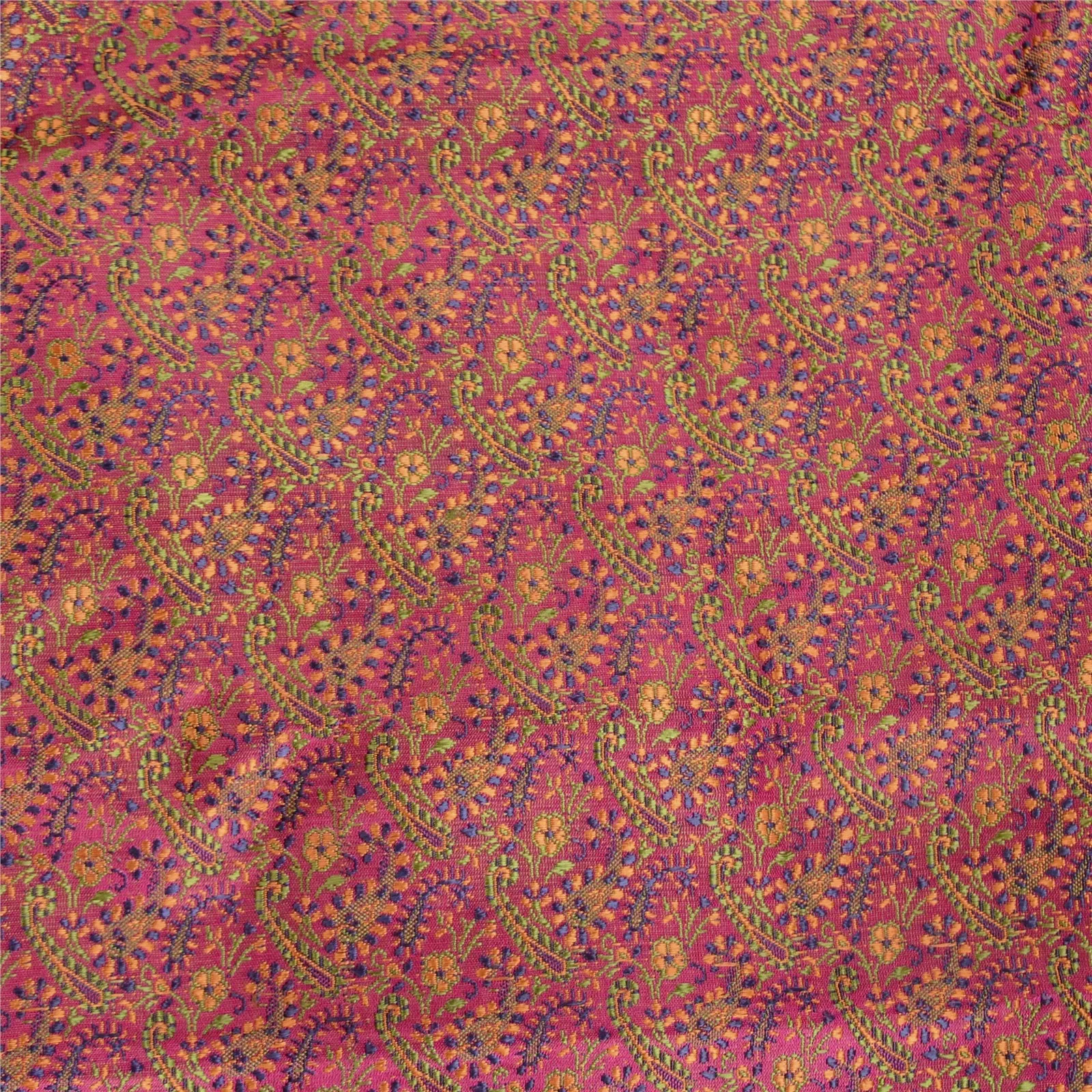 Sanskriti Vintage Pink Sarees Pure Satin Silk Woven Tanchoi Brocade Sari Fabric