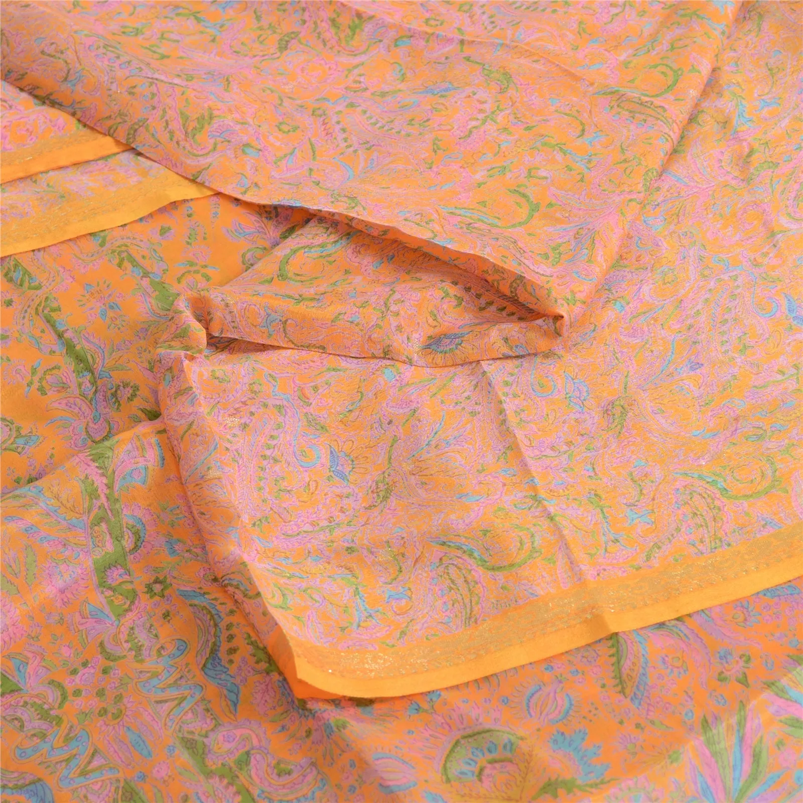 Sanskriti Vintage Sarees Quilting Felting Craft Fabric 100% Pure Silk Print Sari