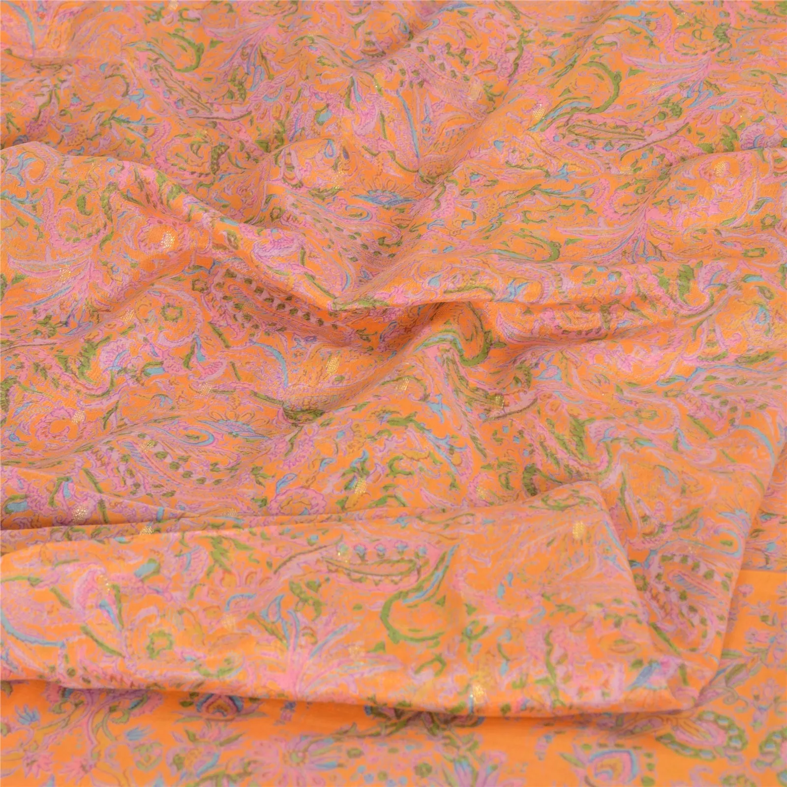 Sanskriti Vintage Sarees Quilting Felting Craft Fabric 100% Pure Silk Print Sari